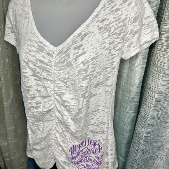 Harley-Davidson Women’s Textured V-Neck Tee ~ Myrtle Beach South Carolina Large - Picture 2 of 8